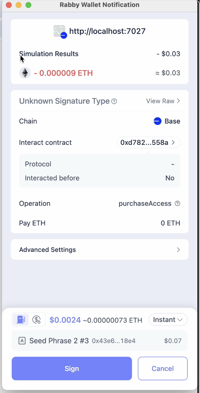 Ethereum purchase access dialog